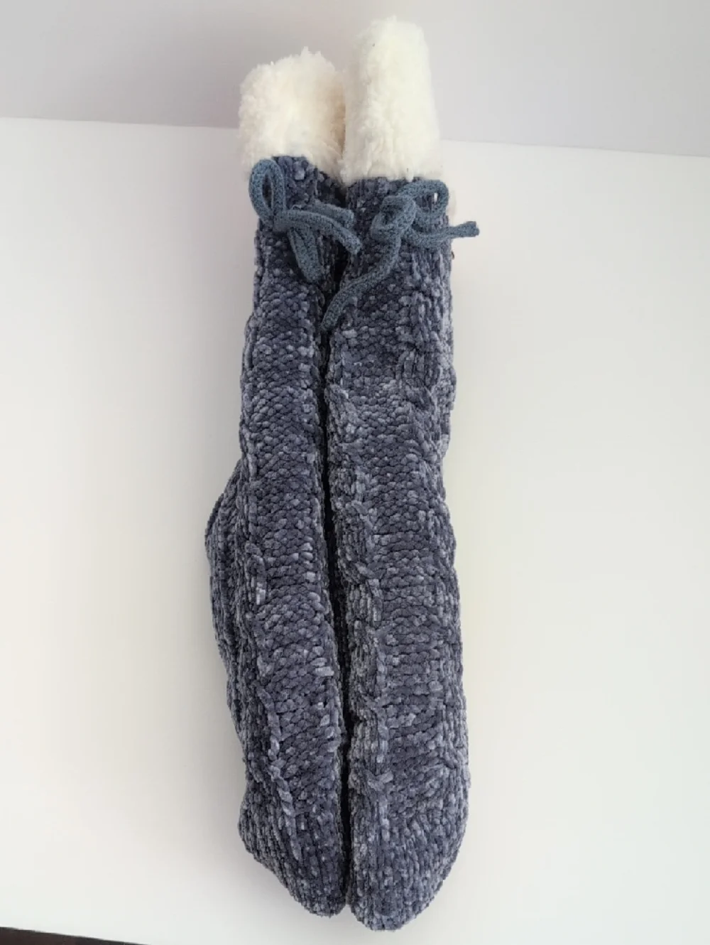 LC Lauren Conrad Plush Cable-Knit Slipper Sock in Charcoal Blue NWT